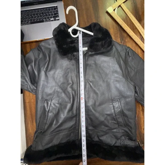 Wilson's Leather FAUX FUR SLEEVE COLLAR LINED LEATHER JACKET SIZE Large